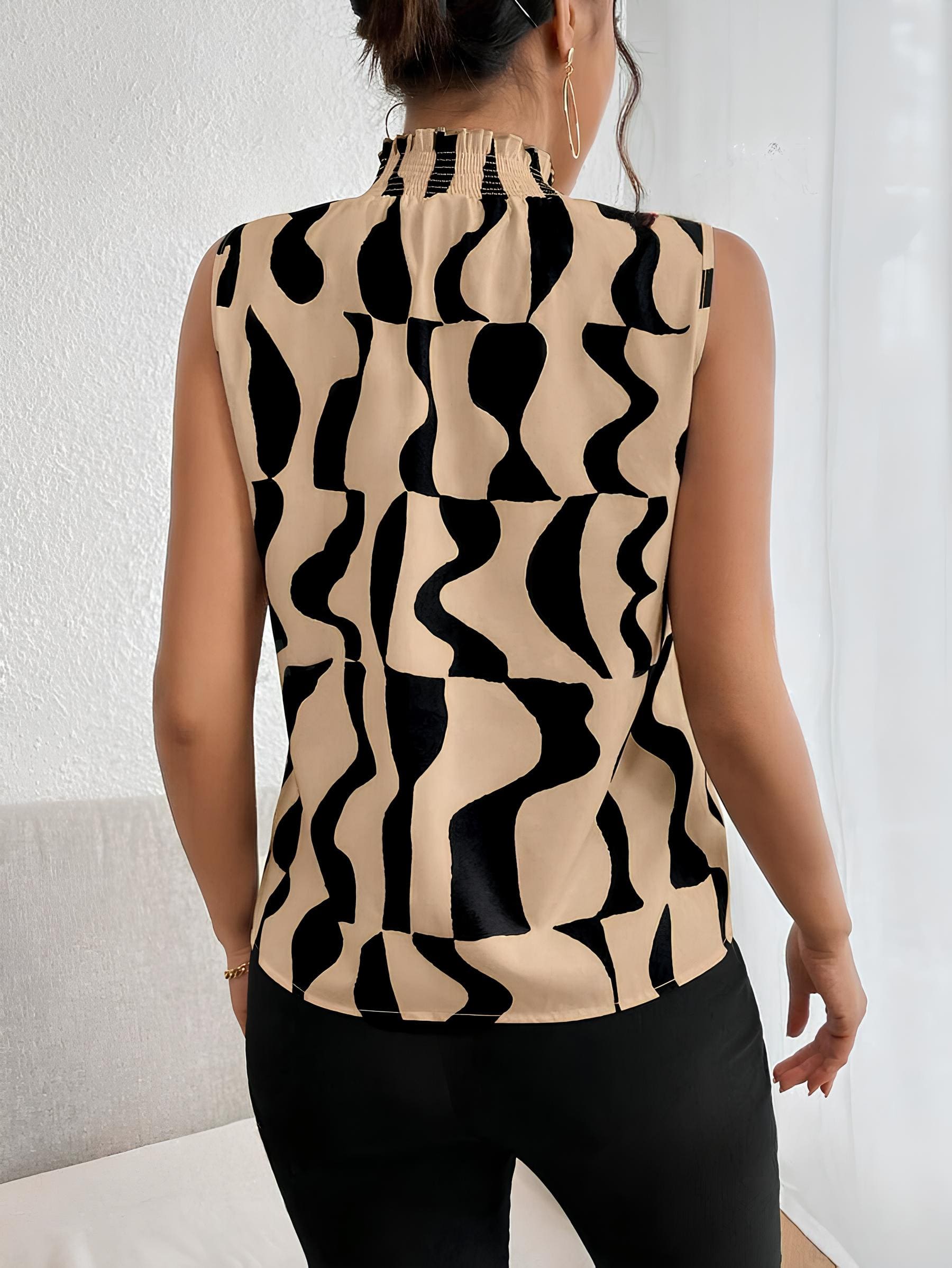 Blusa Regata Gola Alta Estampada