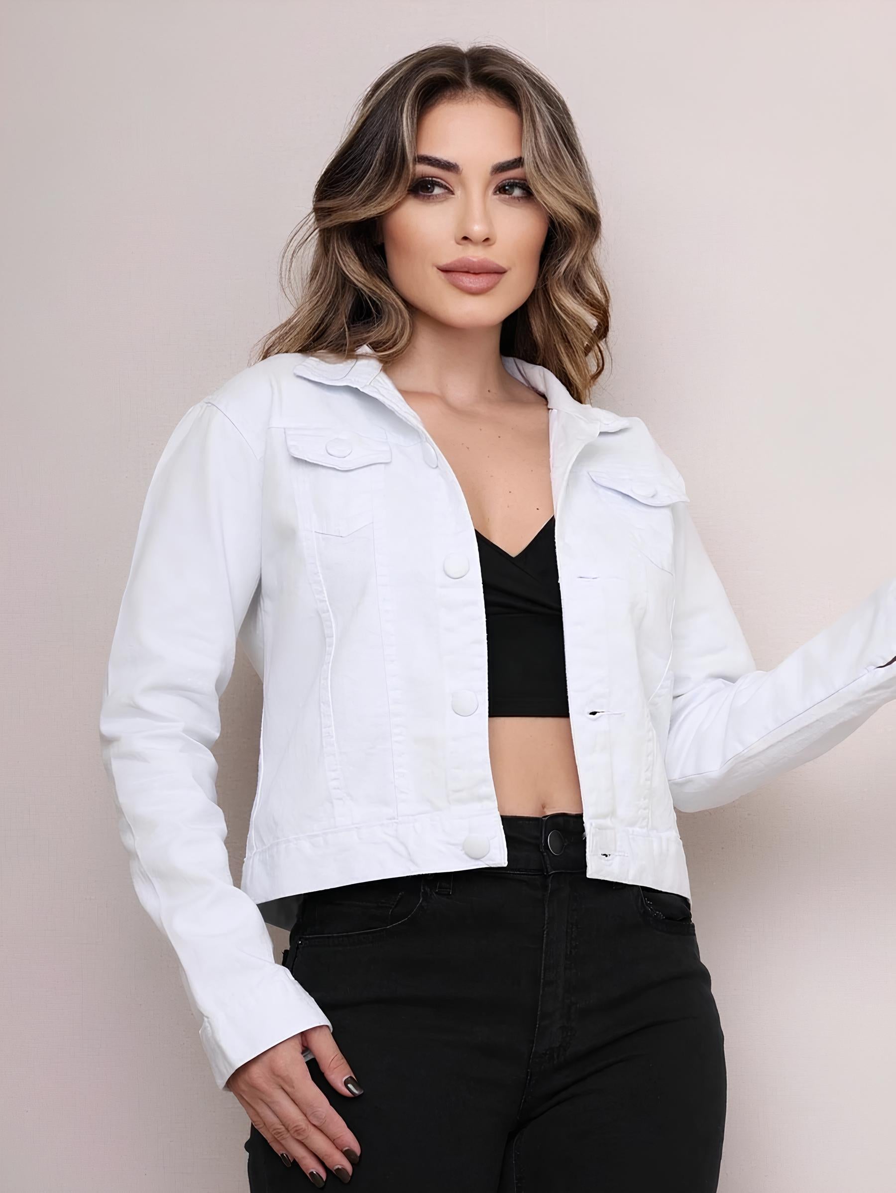 Jaqueta Feminina Jeans Colorida