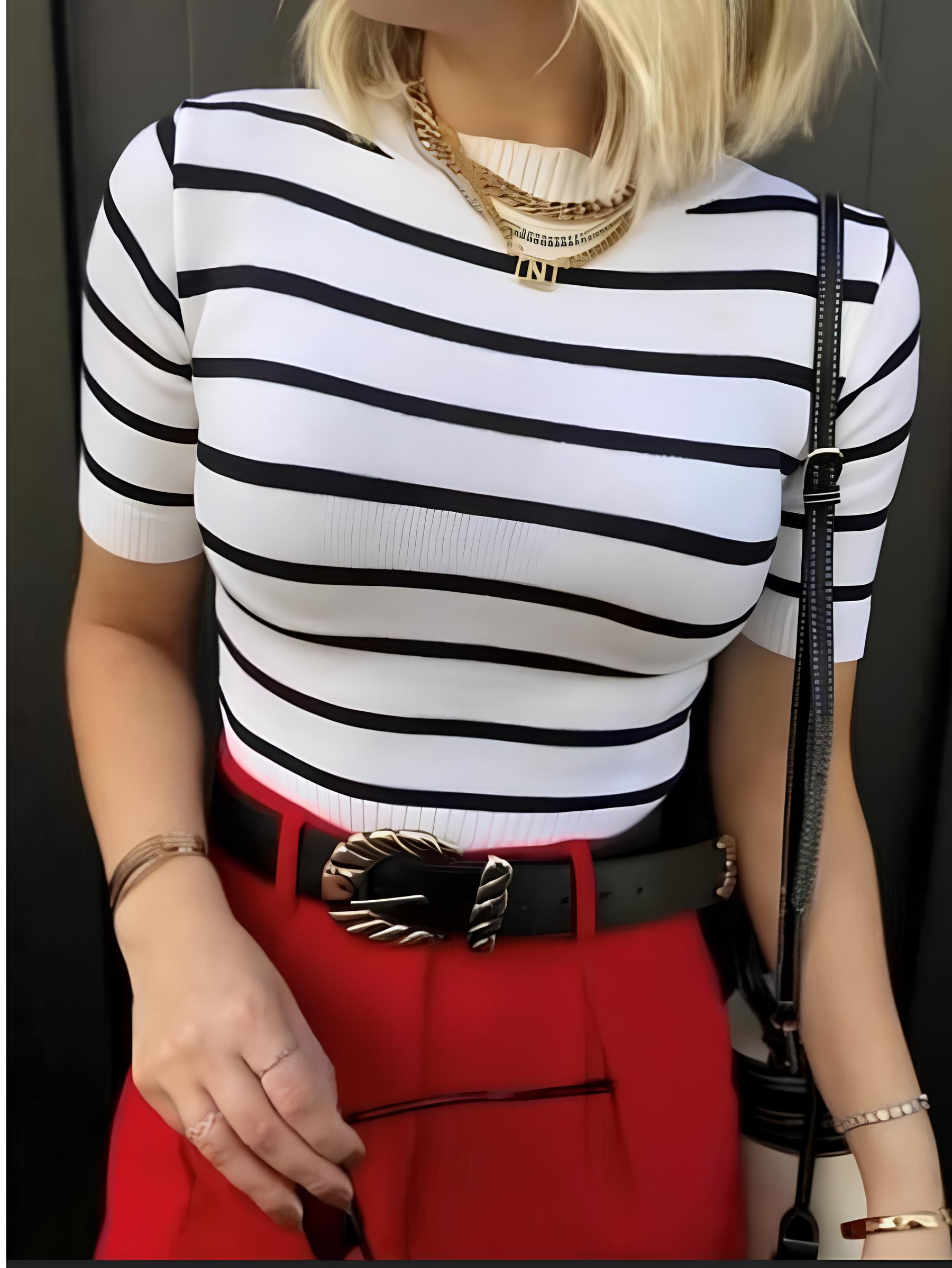 Blusa Listrada Manga Curta