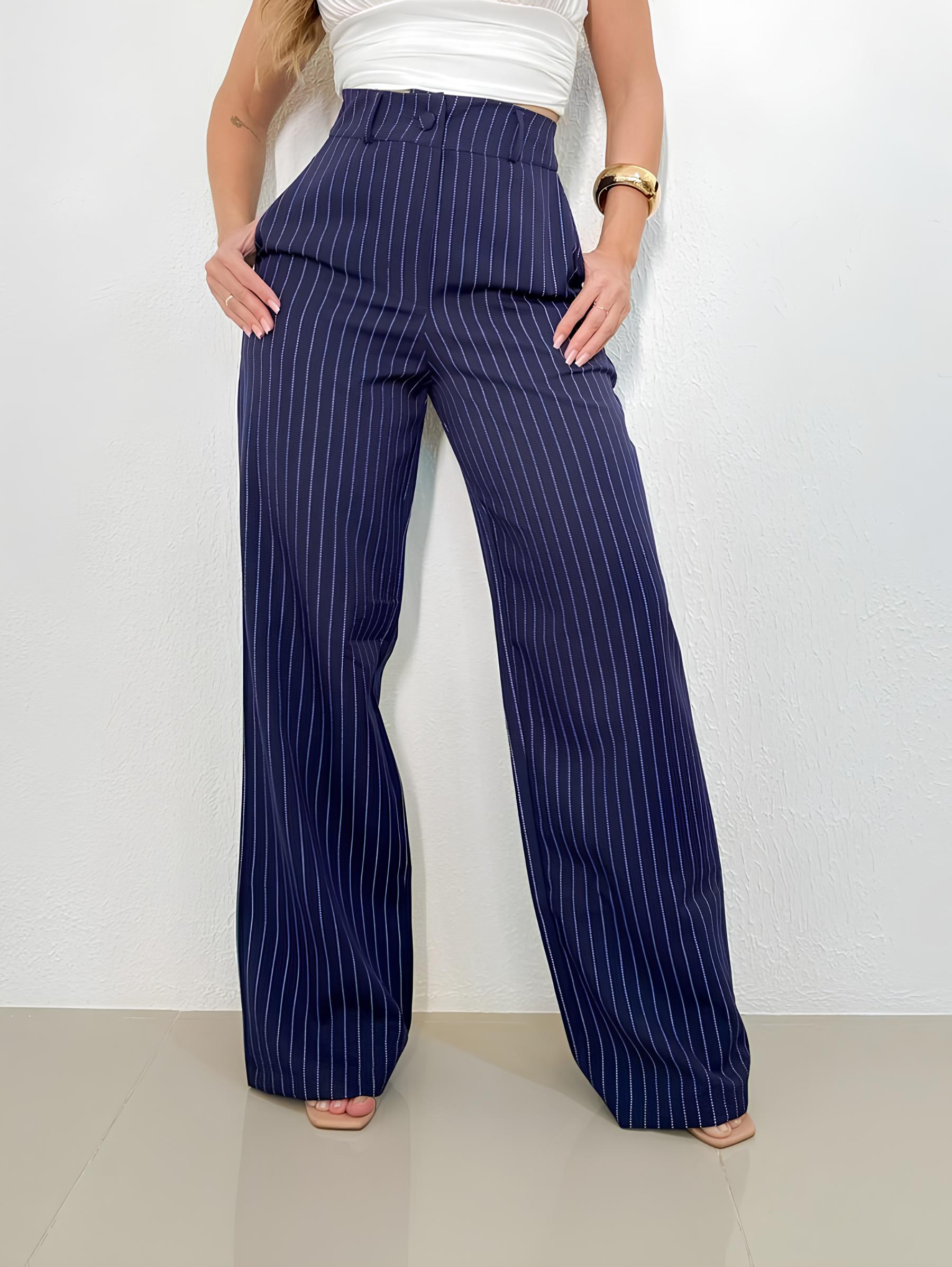 Calça Pantalona com Listras