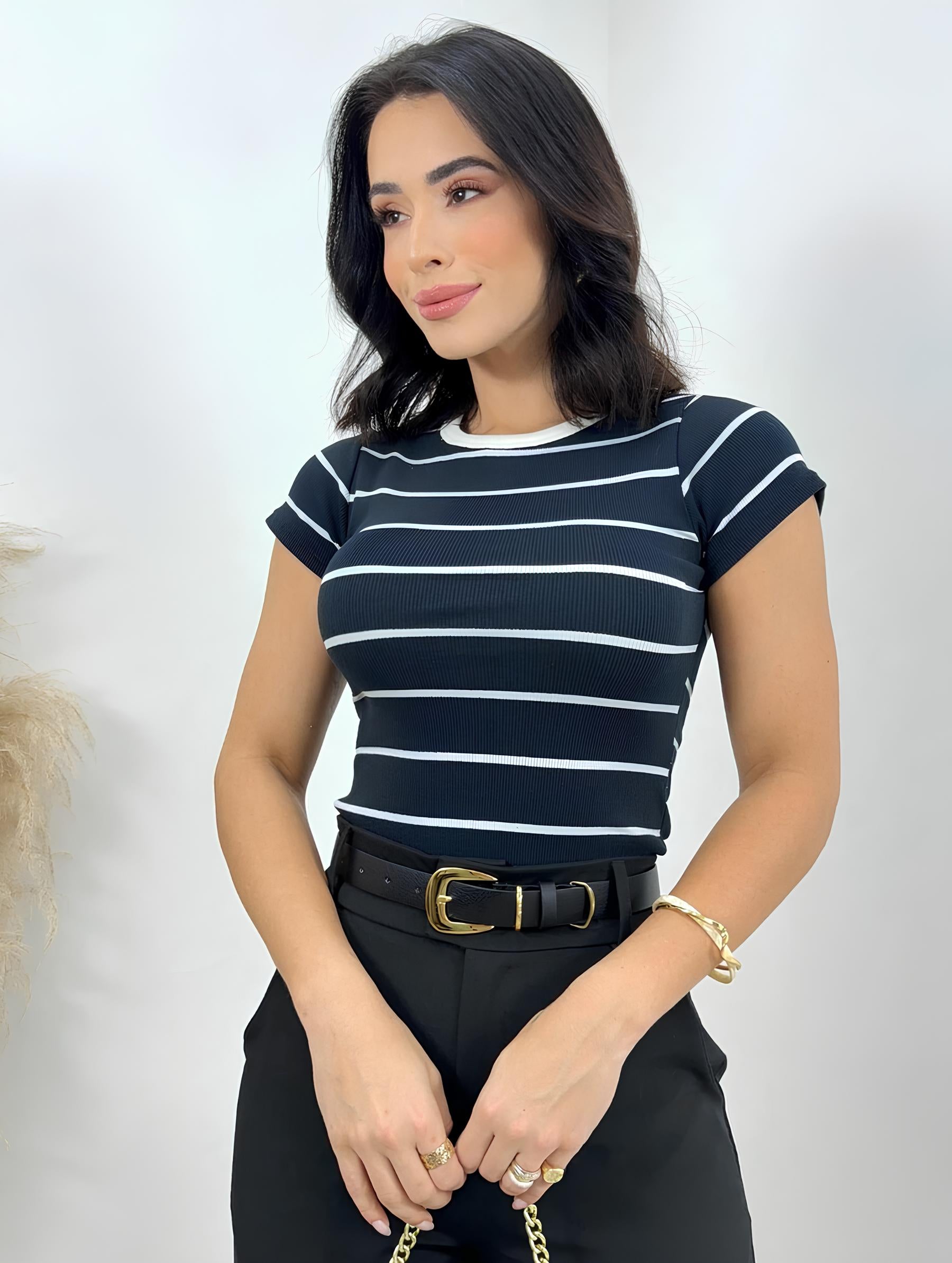 Blusa Manga Curta Listrada