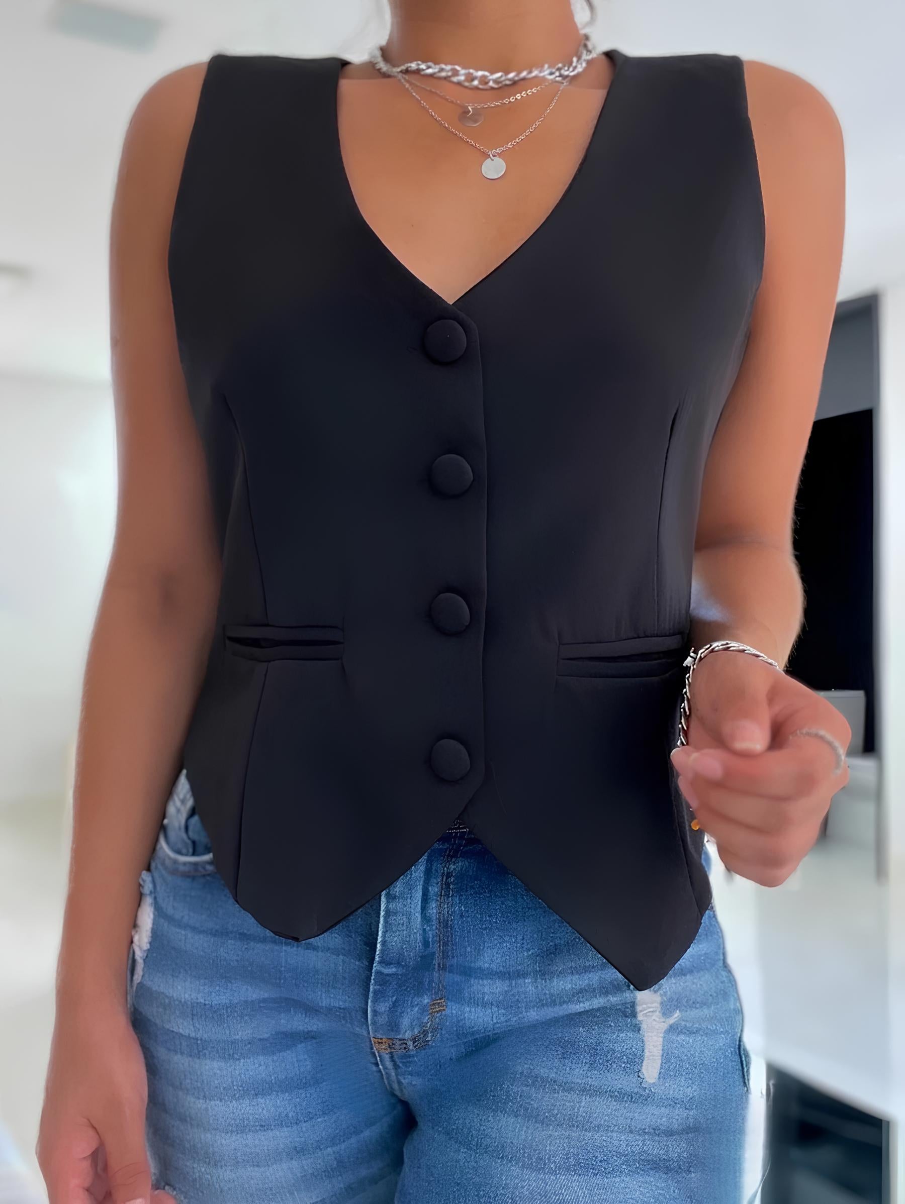 Blusa Colete em Alfaiataria