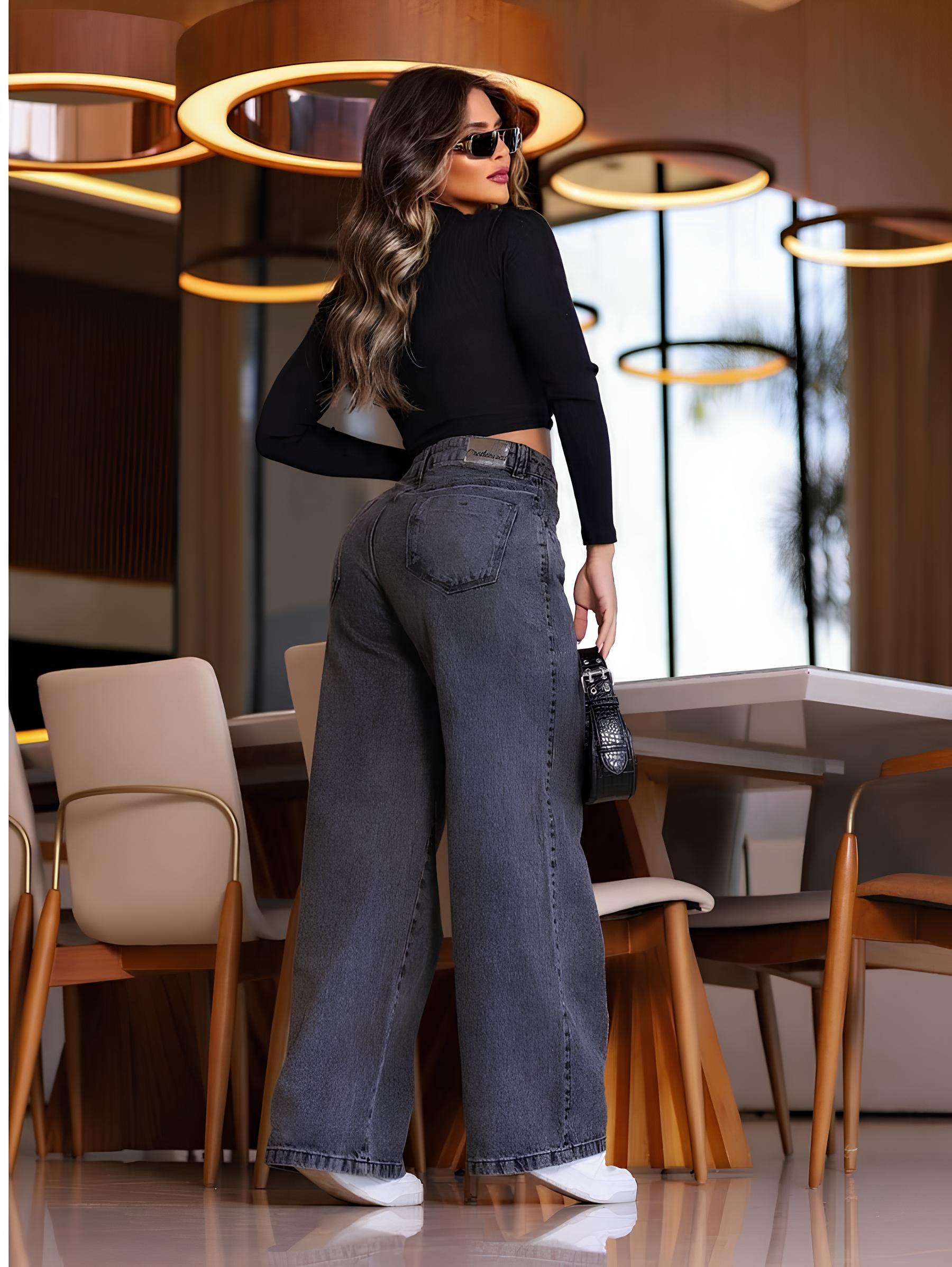 Calça Jeans Feminina Wide Leg